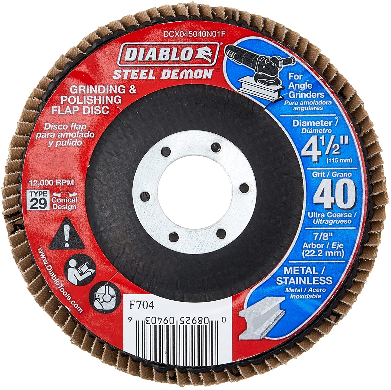 Diablo Genuine 4‑1/2in Flap Disc 80 Grit ‑ Type 29 DCX045080N01F
